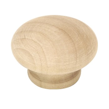 Round Cabinet 1.5" Knob, Wooden ~ Pack of 2 w/Screws