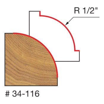 Rounding Over Router Bit - 1/2" Radius, 1/4" Shank