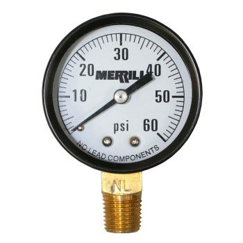 Merrill No Lead Pressure Gauge 0-60 PSI  2" Dial