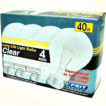 Light Bulb, Standard Clear 120v - 40w ~ Pack of 4 