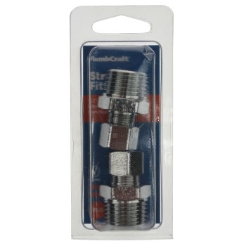 Straight Compression Adapter, Chrome - 1/2" MIP x 3/8" OD