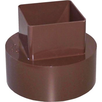Downspout Adapter, Brown ~ From 2-1/2 " x 2-1/2"  to  4" 