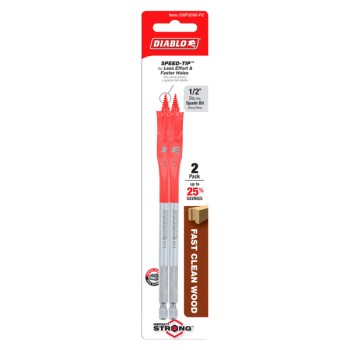 Spade Bit - 1/2" x 6", 2pk