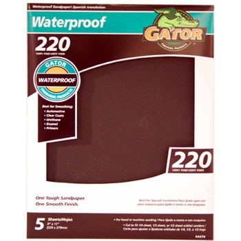 Waterproof Sandpaper, 9" x 11" ~ 220 Grit 