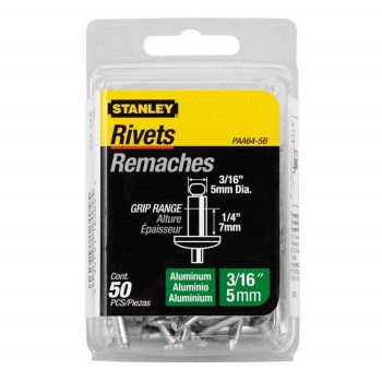 Stanley Aluminum Rivets, 50pk - 3/16" x 1/4"