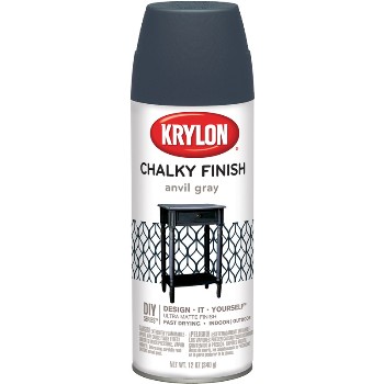 Chalky Finish Spray Paint,   Anvil Gray ~ 12 oz Cans