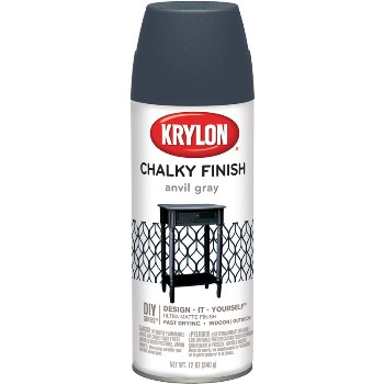 Krylon 4104 Chalky Finish Spray Paint,   Anvil Gray ~ 12 oz Cans