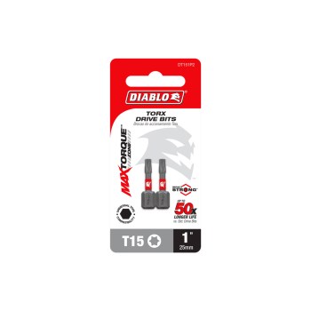 Torx Drive Bit  T15   1"   2pk