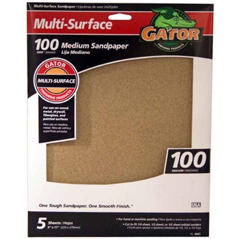 Multi Surface Sandpaper, 100 Grit ~ 9 x 11 inches