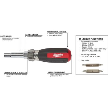 13-in-1 Cushion Grip Screwdriver w/ Schrader Bit