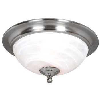 Ceiling Light Fixture, 2 Light  Saturn Design ~  Satin Nickel 