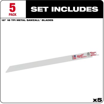 Milwaukee Sawzall Bi-Metal Blade - 12", 18 TPI, 5pk