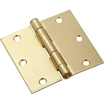 Square Corner Residential Hinge,  Satin Brass Finish ~ 3"