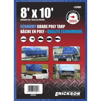 Erickson Mfg 57001 8ft. X10ft. Blue Poly Tarp