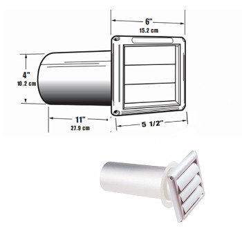 Vent Hood, Louvered White ~ 4" Pipe