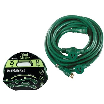 Coleman Cable 3030 Woods Brand Multi-Outlet Extension Cord, 3 outlets ~ 25