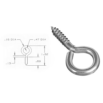 National 220475 Screw Eye, Stainless Steel ~ 1-5/8" 