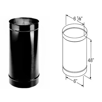 Single Wall Stove Pipe, 24 Ga ~ 6" x 48" 