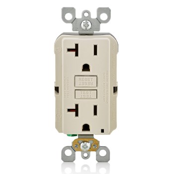 GFCI Outlet, Self-Test - 20 Amp, Lt. Almond