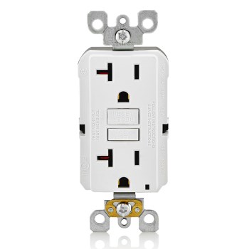 GFCI Outlet, Self Test - 20 Amp, White