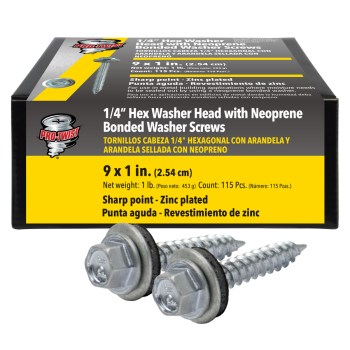 Grip-Rite Pro-Twist #9 x 1" Hex Washer Head Sheet Metal Screw - Zinc, 1 lb