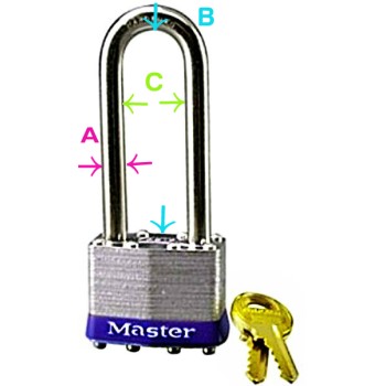 Masterlock 1kalj 2001 Master Padlock, Key Code: 2001, 2-1/2" Shackle