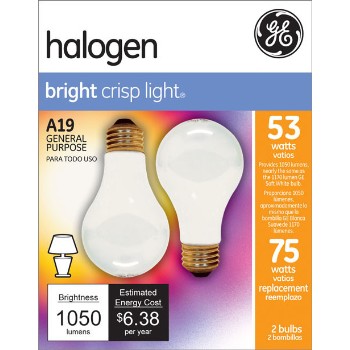 General Electric  63004 Energy Efficient Halogen Bulb - 53 watt/75 watt ~ Soft White