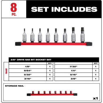 8pc 3/8 Hex Set