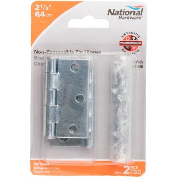 Non Removable Pin Hinge, Zinc ~ 2 1/2"