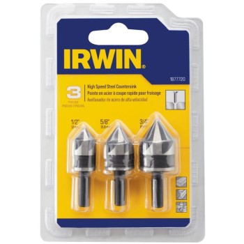 Irwin 1877720 Metal Countersink Set, Black Oxide ~ 3 Piece