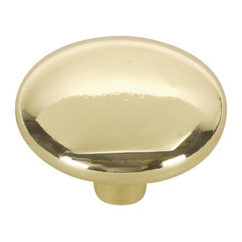 Round Cabinet Knob, Brass 1 1/4 inch