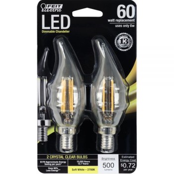 LED Flame Tip Chandelier Bulbs,  Pack of 2 