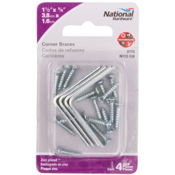  Zinc Corner Brace ~ - 1-1/2" x 5/8 "