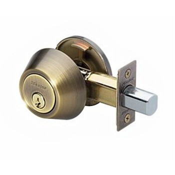 Deadbolt ~ Single Cylinder,  K4 - Antique Brass Finish