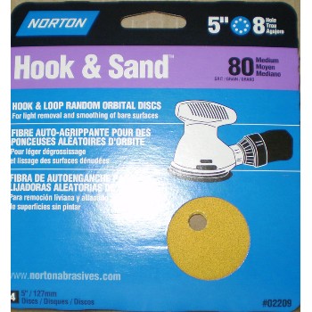 Norton 02209 5x8 80 Hook &amp; Sand Disc