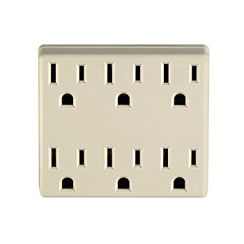 Leviton L00-6ADPT-I Adapter, 6 Outlets ~ Ivory