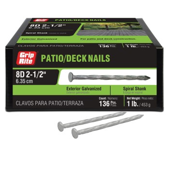Prime Source Spiral Shank Deck Nail, Galvanized - 8d, 1 Lb