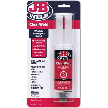 J-B Weld 50112 ClearWeld Quick Setting Epoxy ~ .25 ML