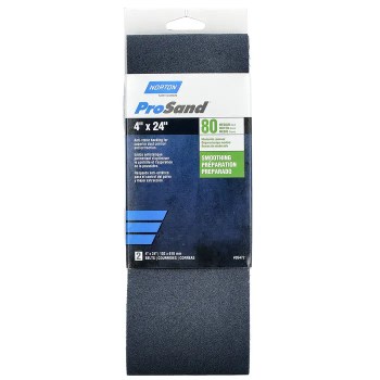 Norton Sanding Belt - 80 Grit, 4" x 24", 2pk