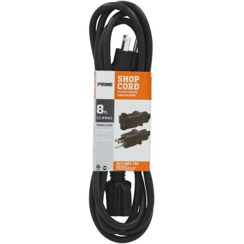 Prime Wire Workshop Extension Cord, Black - 16/3 x 8 Ft