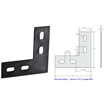 Heavy Duty Corner Plate, Black Powder Coat  ~ 4.5"x 1.5"x 1/8"