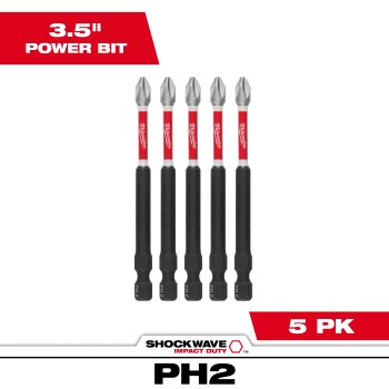 Milwaukee Shockwave Phillips #2 Power Bit - 3-1/2", 5pk
