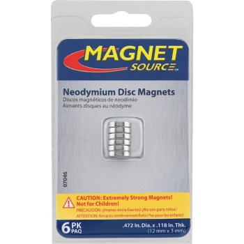 Master Magnetics Neodymium Super Magnets - 0.472" Dia, 6pk