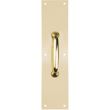 Door Pull Plate, Brass Finish - 3 1/2" x 15"