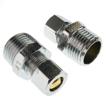 Straight Compression Adapter, Chrome - 1/2" MIP x 3/8" OD
