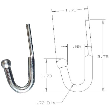 Tarp/Rope Tie-Down Anchor Hook ~ Zinc 