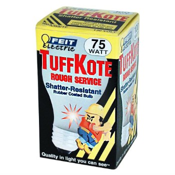 Feit Elec. 75A/RS/TF130 Light Bulb, Rough Service Tuffkote 130V ~ 75W  