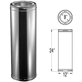 DuraPlus All Fuel Chimney Pipe - 8" x 24"