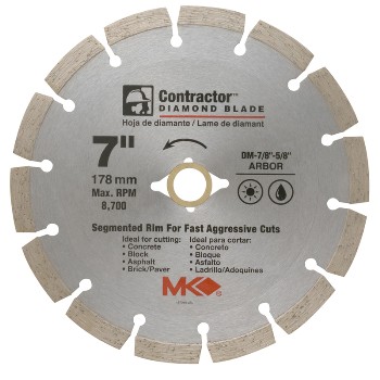 Mk Diamond 167015 Diamond Saw Blade, Segmented Rim ~ 7"