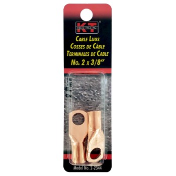 K-T Industries Copper Cable Lug - 2 AWG x 3/8", 2pk